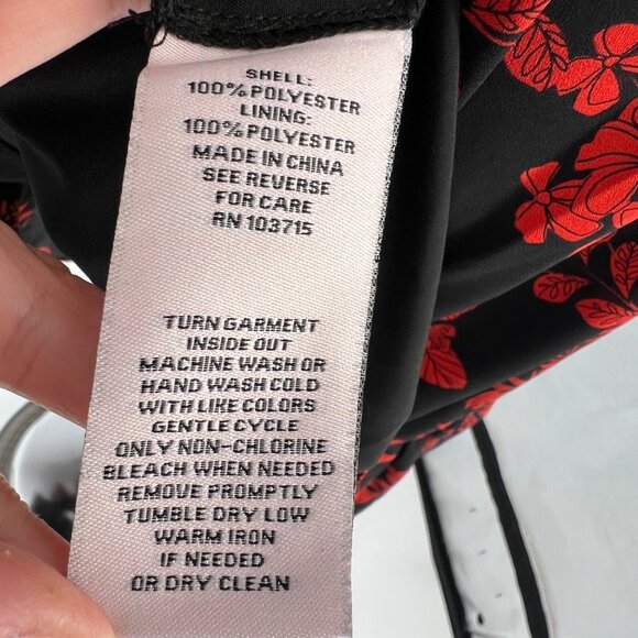 Nanette Lepore Floral Midi A-Line Dress High Neck Black Red Size 12 - Picture 11 of 12